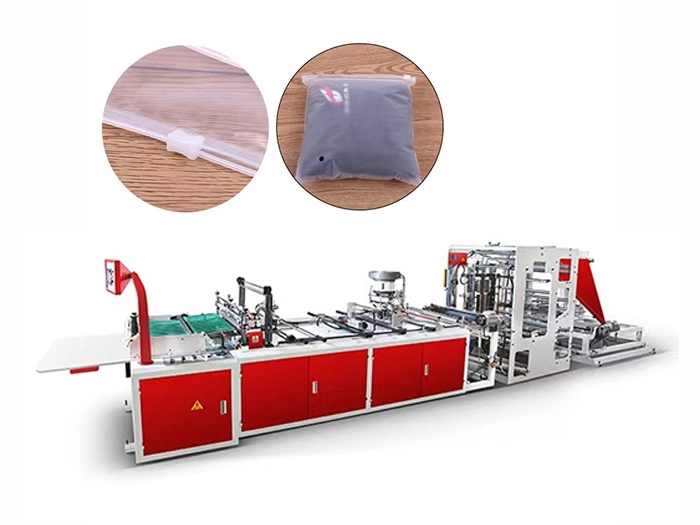 Con máquina para fabricar bolsas con cierre de cremallera deslizante plegable