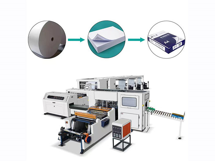 Cortadora de papel automática, tamaño A5, A4, A3, máquina de corte y envasado de rollos a hojas de cuatro marcos