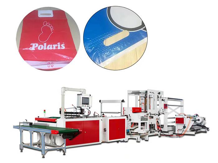 Máquina para fabricar bolsas con parches de plástico